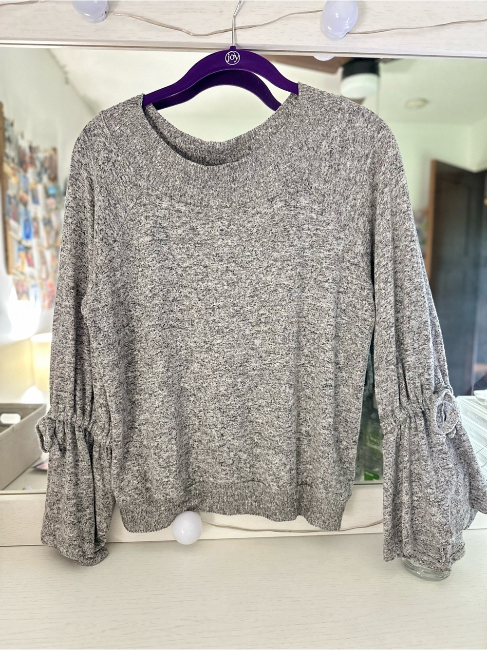 Express Grey Marled Ribbed Knit Sweater